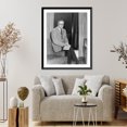thumbnail image 4 of Historic Framed Print, [Robert Lowell, 1918- , full length, seated on arm of chair or sofa, facing right], 17-7/8" x 21-7/8", 4 of 9