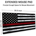 thumbnail image 2 of Extended Gaming Mouse Pad (35.4x15.7 in), Large Stable Rubber Base Mousepad with Stitched Edges, Keyboard Mouse Mat Desk Pad for Work, Game, Office, Home - Fire Fighter Thin Red Line Flag, 2 of 6