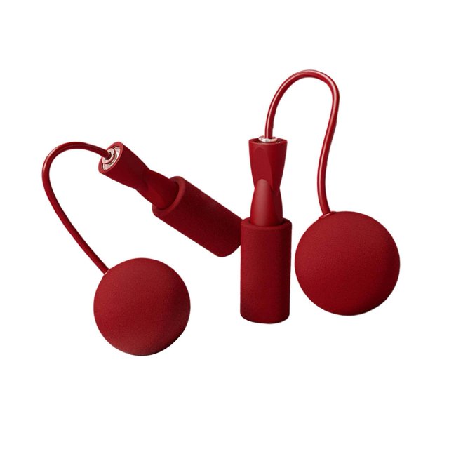 Cordless Jumping Rope Gym Exercise Fitness Weighted Cardio Endurance Jump Bearing Wire Rope Rope for Kids Ball dia6.5cm Red