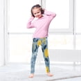 thumbnail image 5 of Girl's Legging Full-Length Colorful Print Tights For Dance Gym Everyday Wear Yellow Flowers and Leaves, 5 of 8
