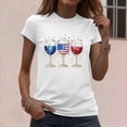 thumbnail image 5 of Women's 4th of July Graphic Tees Patriotic American Flag Wine Glass Shirts Casual Short Sleeve Summer Tops Independence Day Vacation Novelty Clothing, 5 of 5