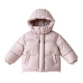thumbnail image 4 of Girls Winter Puffer Jacket Detachable Hood Jacket Solid Color Short Zip Warm Coat Windproof Padded Outerwear for Girls with Pockets, 4 of 6