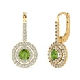 thumbnail image 2 of 1.79 Ct Brilliant Round Cut Halo Drop Dangle Natural Peridot 14K Yellow Solid Solid Gold Everyday Dainty Earrings Lever Back, 2 of 7