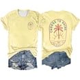 thumbnail image 2 of Womens Tshirts Casual Short Sleeve Graphic Print T Shirt Round Neck Womens Tops Dressy Casual Light Yellow L, 2 of 4