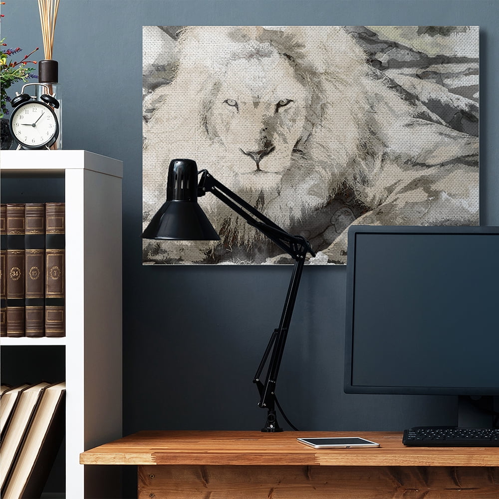 Stupell Industries Abstract Sepia Tone Jungle Lion Animal Portrait Canvas Wall Art by Daphne Polselli