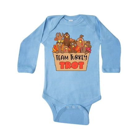 

Inktastic Team Turkey Trot Cute Flock of Turkeys Gift Baby Boy or Baby Girl Long Sleeve Bodysuit