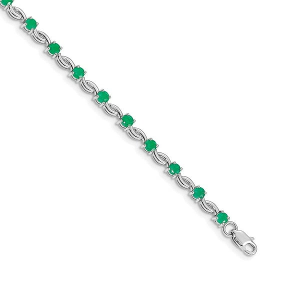 Auriga Fine Jewelry 14K White Gold Emerald Gemstone Bracelet 7inch for Women