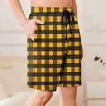 thumbnail image 6 of Men's Swim Trunks Athletic Bathing Quick Dry Plaid Print Drawstring Elastic Waist Beach Shorts with Pockets Yellow 2 XL, 6 of 6