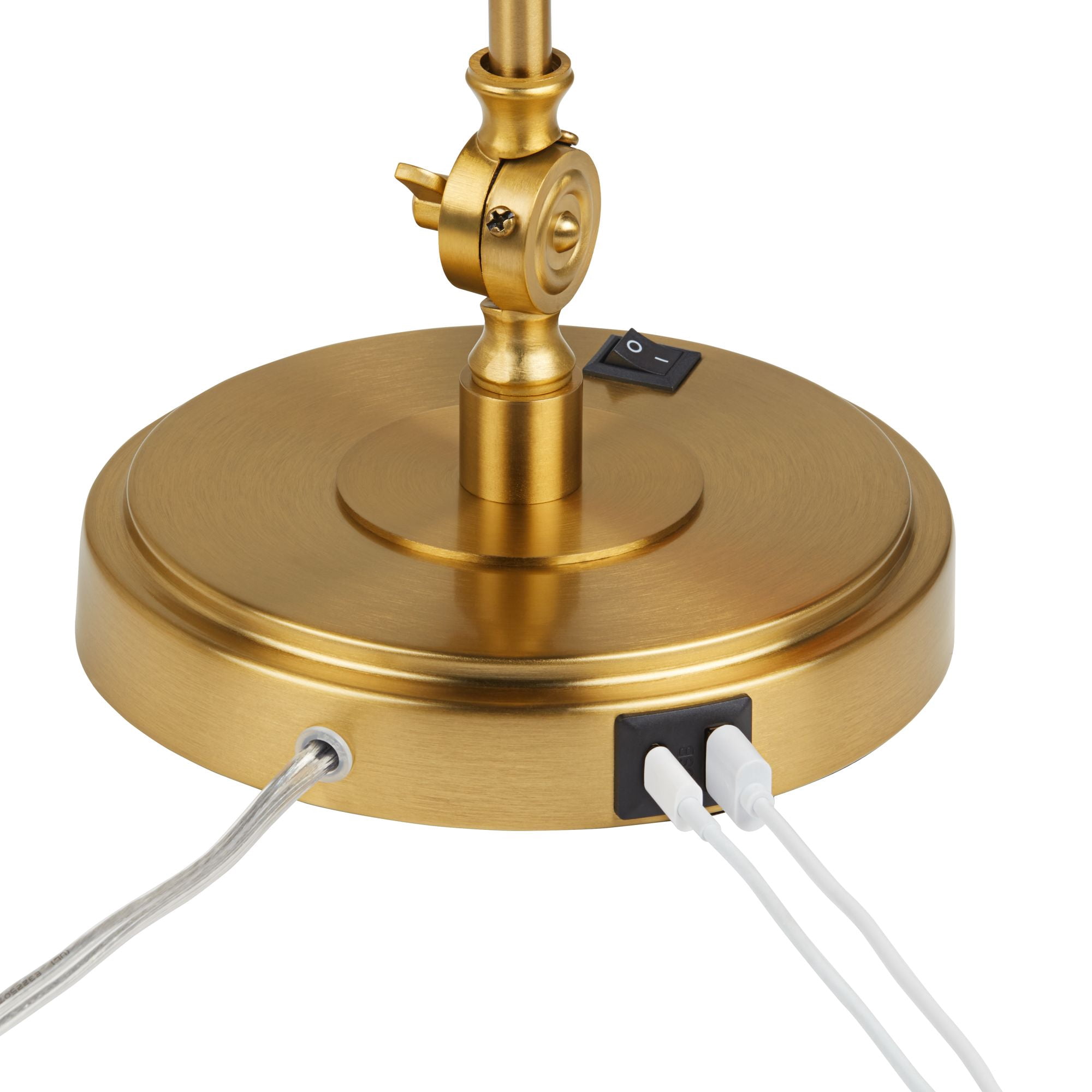 360 Lighting Wray Modern Desk Lamp 26 3/4" High Warm Brass Metal with USB Charging Port Adjustable Arm Head for Bedroom Living Room Bedside House Home