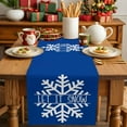 thumbnail image 4 of Hello Winter Cotton Linen Table Runner Snowflake Dark Blue Dining Table Runners for Home Decor Party Dining Room Restaurant Kitchen Party 13" x 90", 4 of 9