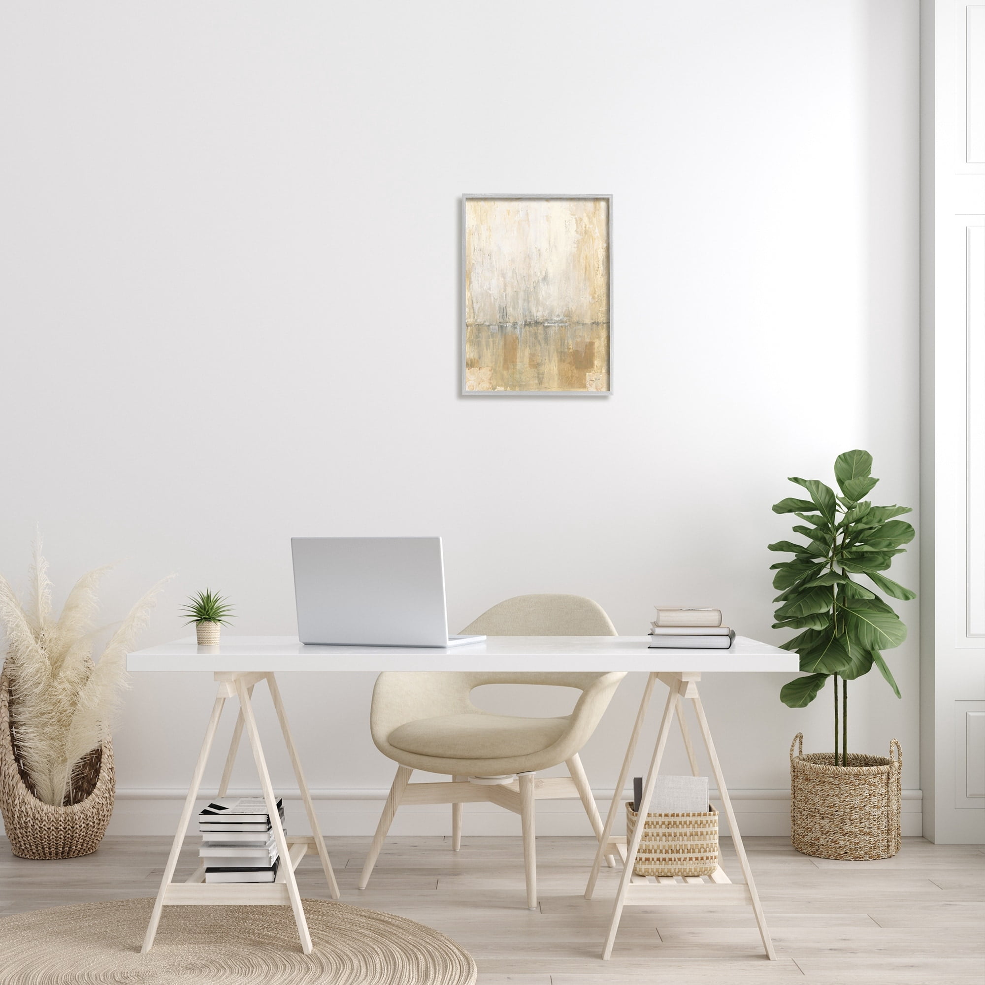 Stupell Industries Distressed Abstract P. Strokes Beige Grey Horizon Circles, 16 x 20, Design by Courtney Prahl