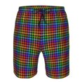 thumbnail image 3 of Sikiie Rainbow Houndstooth Print Men's Beach Shorts, High Elastic Quick-drying Shorts - with Drawstring and Slip Pockets, Suitable for Beach, Sports, Vacation-Large, 3 of 6
