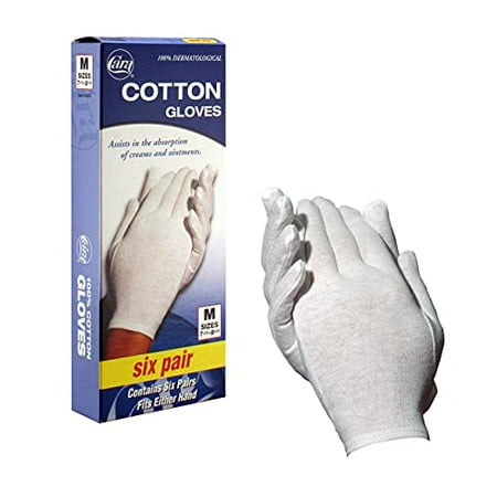 CARA Moisturizing Eczema Cotton Gloves, Medium, 6 Pair