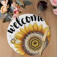 thumbnail image 3 of Welcome Round 15 Inch Placemats Set of 8, Summer Sunflowers Bohemia Floral Country HeatResistant Non Slip Place Mats for Dining Table, Wipeable Braided Kitchen Table Mats for Housewarming, 3 of 9
