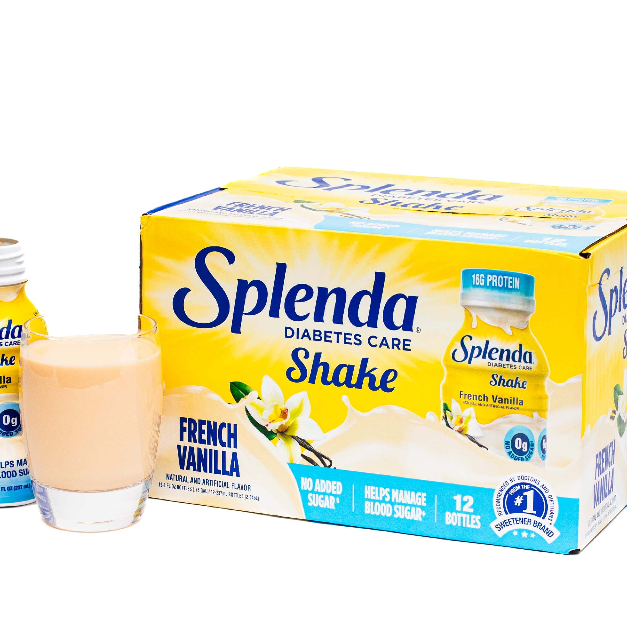 Splenda Diabetic Protein Shakes, Helps Manage Blood Sugar, French Vanilla, 8oz, 12 Pack