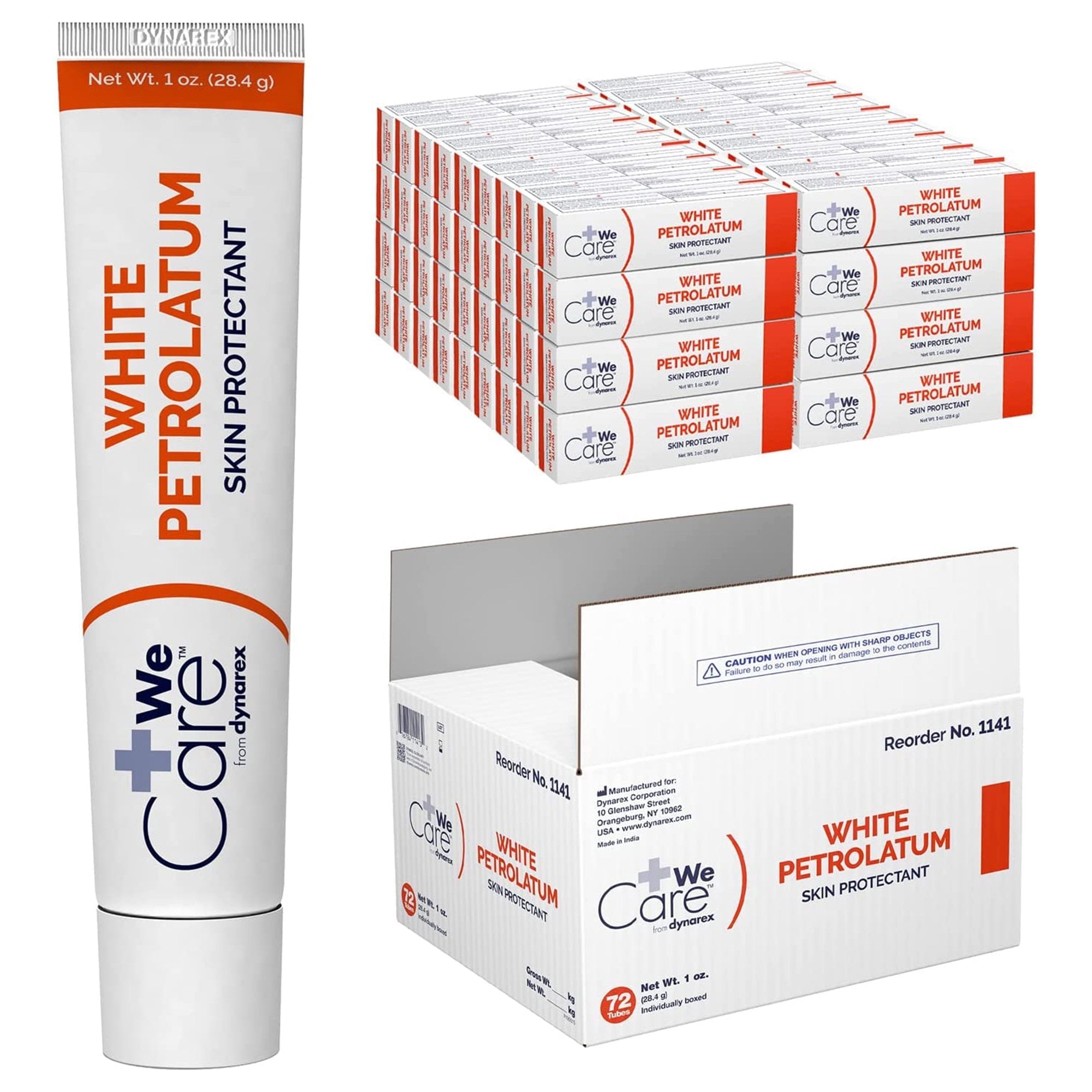 Dynarex White Petrolatum Ointment - 1 Case of 72 Individually Packaged 1 oz. Tubes