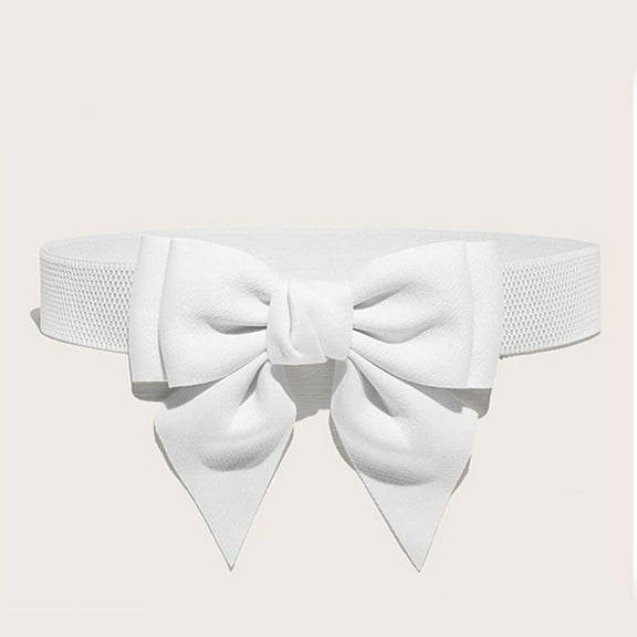 dmqupv Mens Dark Belts Leather Women Cute Bow Wide Elastic Waist Belt Adorable Dress Accessory Cool Mens Belts White One Size