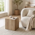 thumbnail image 4 of Side Table 16 Inch Cube Natural Wood Grain MDF Low Profile End Block No Assembly for Sofa, 4 of 5