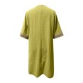 thumbnail image 4 of QUYUON V Neck Dress for Women Casual Summer Short Sleeve Elbow-Length Beach Sundress Solid Color Loose Blouse Shirt Dress Vintage Midi Length Dress Style D-2350 Yellow XXXL, 4 of 5