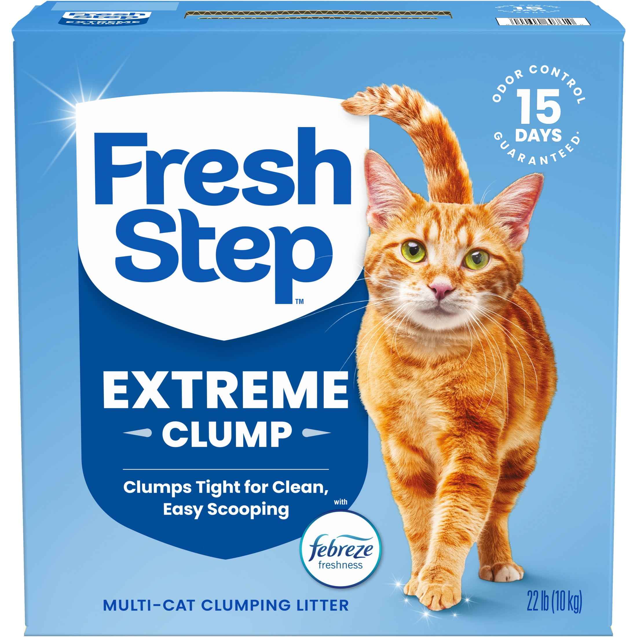 (3 pack) Fresh Step Extreme Clump Multi-Cat Clumping Cat Litter, Febreze Freshness Scent, 22 lb Box