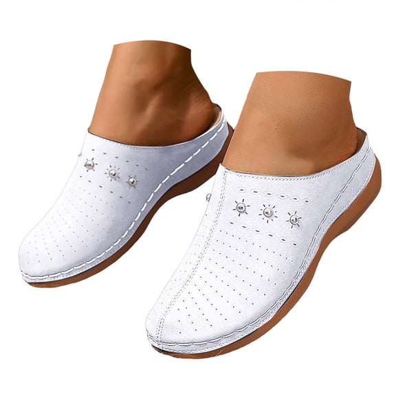YLYL Orthopedic Clogs for Women Wide Width Arch Support Comfortable Casual Open Back Slip on Walking Mules