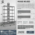 thumbnail image 3 of CAPHAUS NSF Heavy Duty Commercial Adjustable Wire Shelving w/ Wheels & Leveling Feet, Kitchen Storage Metal Shelf, Garage Storage Shelving, Utility Wire Rack Storage Unit, Black 48 x 18 x 76 6-Tier, 3 of 9