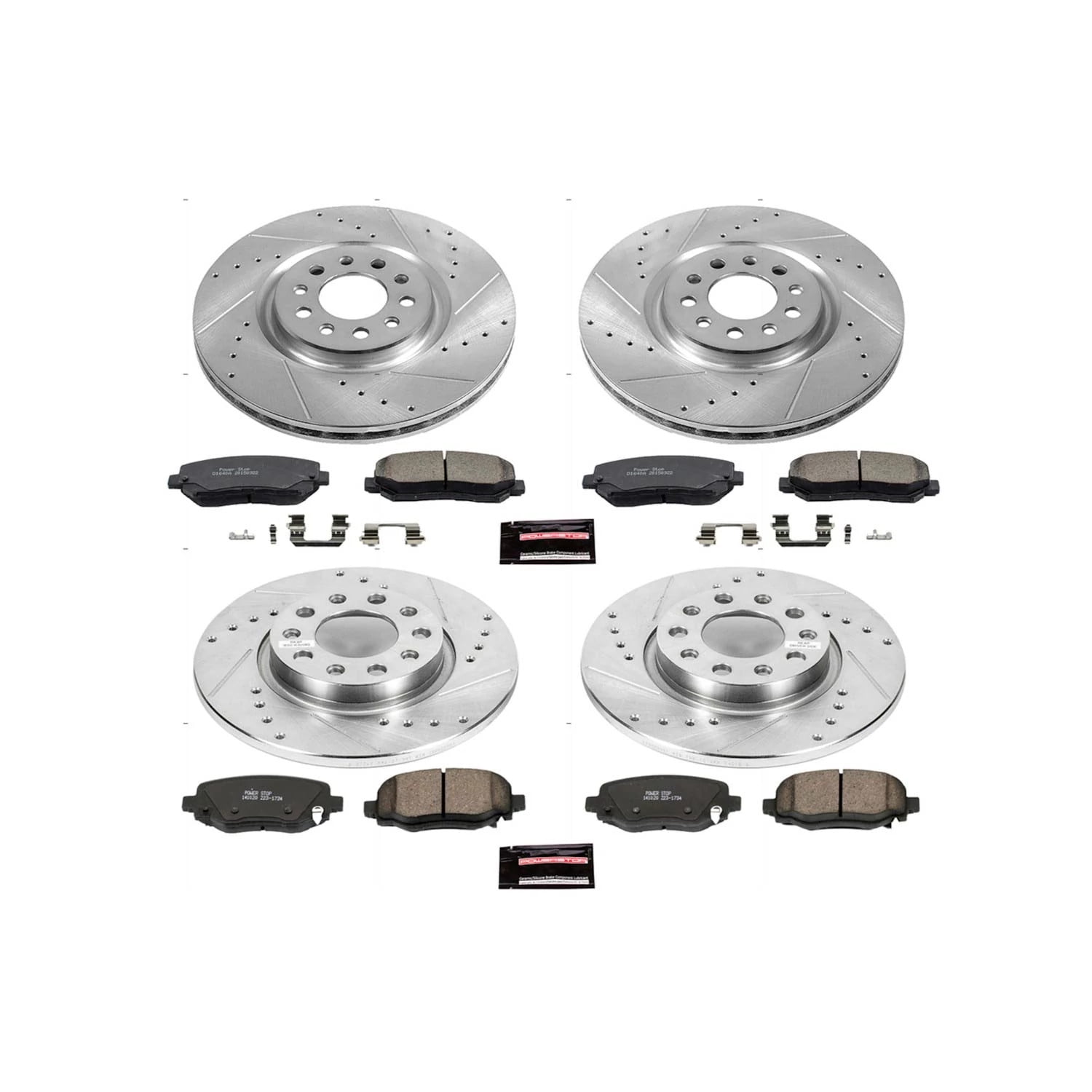PowerStop Front and Rear Z23 Evolution Sport Carbon-Fiber Ceramic Brake Pad and Drilled & Slotted Rotor Kit Fits: CHRYSLER JEEP Select Models K6539