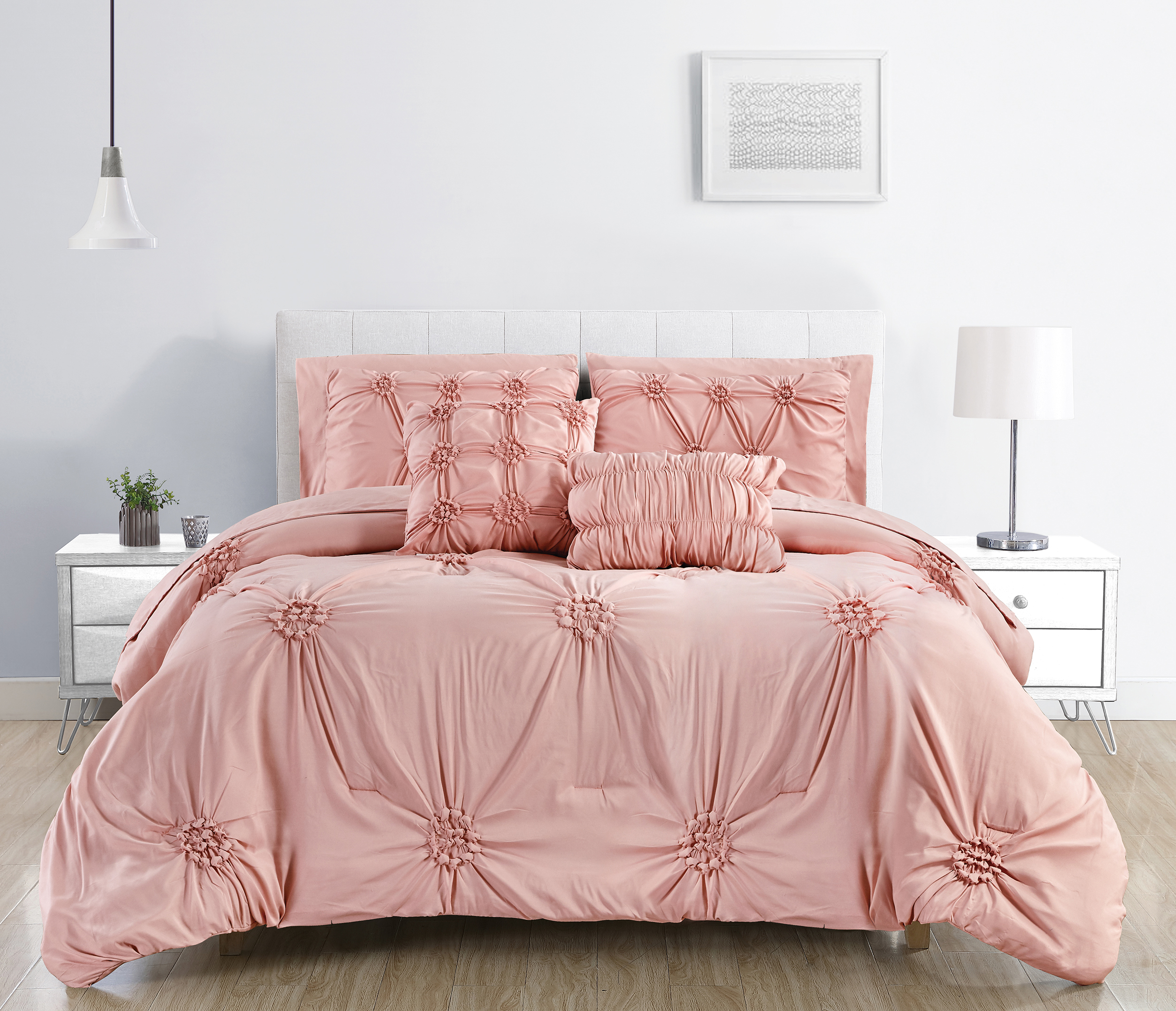 Manhattan Lights 9 Piece Bed In A Bag Pintuck Comforter Set With Bed