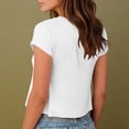 thumbnail image 4 of yillto Women Crop Shirts Short Sleeve V Neck Tees Summer Baisc Tshirts Solid Color Casual Tops Clothes, 4 of 6