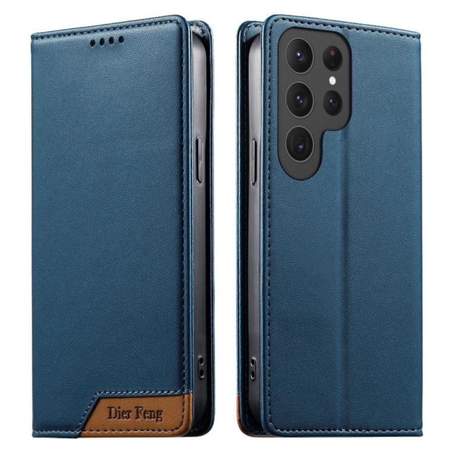 Funda Tipo Cartera de Cuero Sintético para Samsung Galaxy S24 Ultra Bloqueo RFID, con Ranuras para Tarjetas y Bolsillo para Efectivo, Cierre Magnético Fuerte Azul