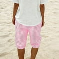 thumbnail image 6 of Guieoi Shorts for Women Plus Size Cotton-Linen Blend Checkered 5-Inch Shorts,Casual Shorts Pink 0 S, 6 of 9