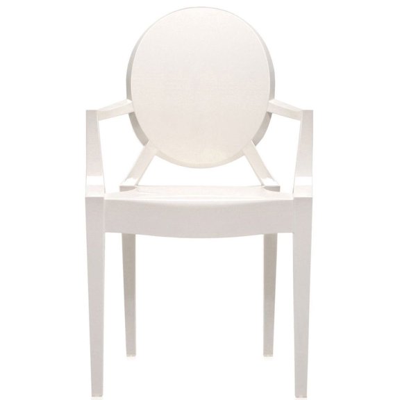 2xhome Modern Plastic Dining Chair with Arms Stackable Acrylic Vanity Contemporary Accent Side Armchair, White, Set of 1, 1 piece