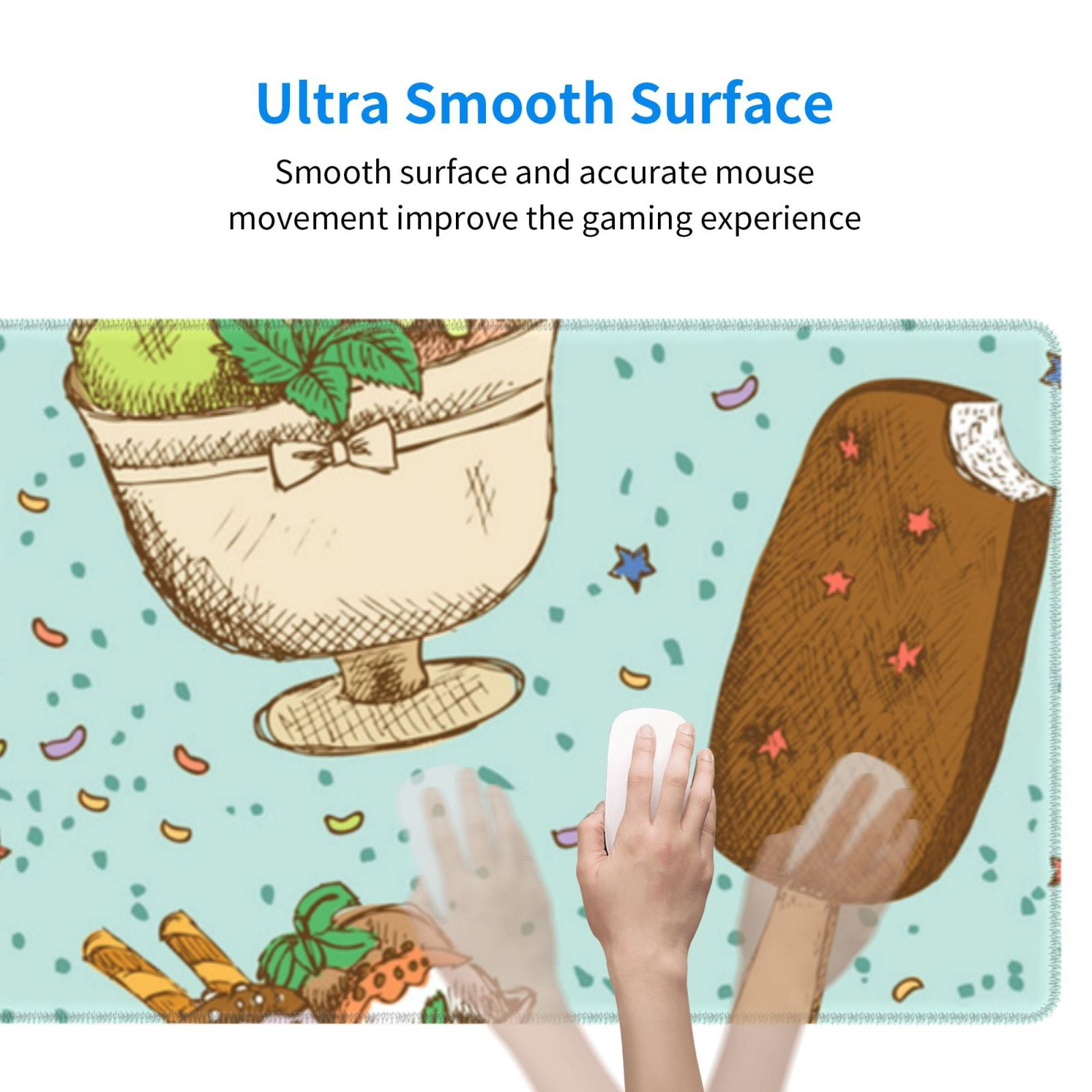 Icecream Ice Cream Sweet Mouse Pad Extended Large Gaming Mousepad Non-Slip Rubber Big Keyboard Desk Mat 31.5 X 11.8 Inch