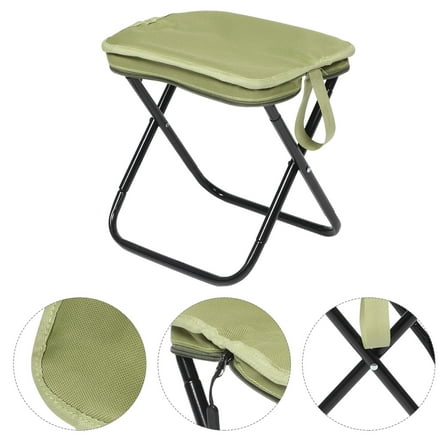 MEIBUTYUP Outdoor Folding Stool Lightweight Portable Camping Chair with Carbon Steel Frame and Olive Green Oxford Fabric