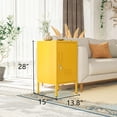 thumbnail image 7 of Single Door Lockable Metal End Table & Children's Bedside Table, 2-Tier Storage Cabinet with Adjustable Shelf, Easy Assembly Side Table for Living Room Bedroom Home Office Yellow, 7 of 7