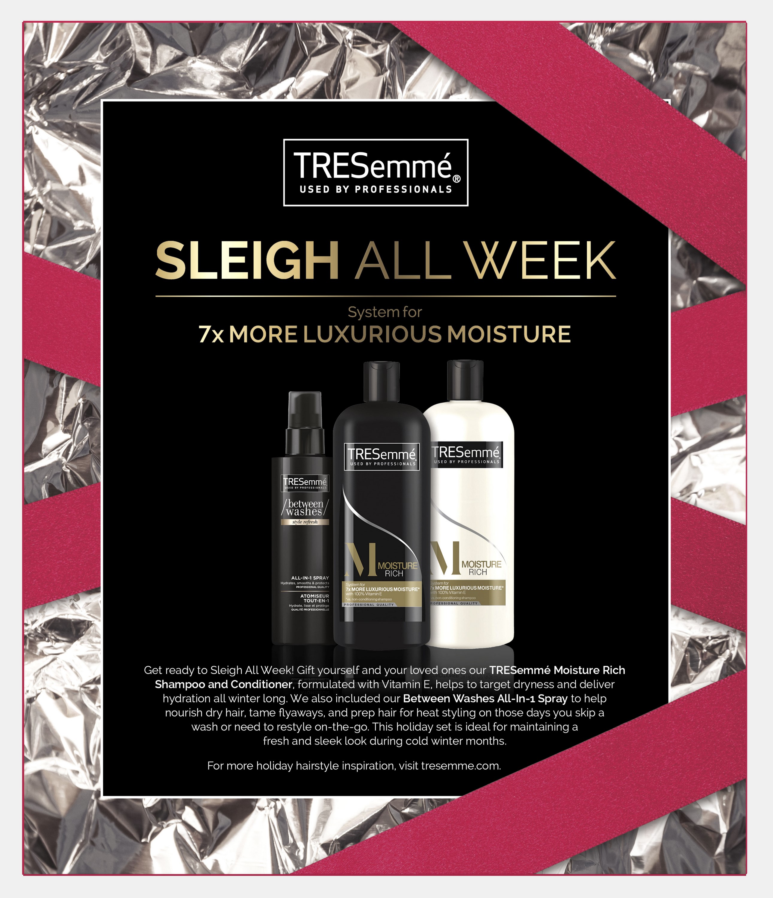 ($13 Value) TRESemme 3-Piece Moisture Rich Gift Set with Shampoo, Conditioner, and All-In-One Styling Spray - image 4 of 10