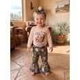 thumbnail image 3 of RUINIXCW Newborn Baby Girl Hunting Outfit Infant Baby Girl Spring Fall Winter Clothes Long Sleeve Romper with Bell Bottom Flare Pants Headband Set, 3 of 10