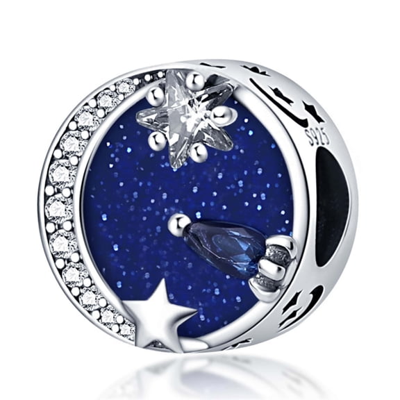 KUNSIR Fashion Starry Sky 925 Sterling Silver Charm CZ European Jewelry Beads For Bracelet Necklace