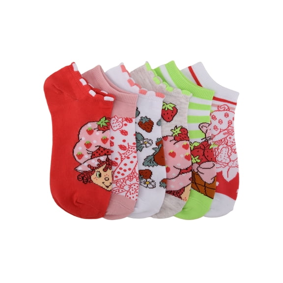 Strawberry Shortcake Girls No-Show Socks, 6-pack, Sizes S-L