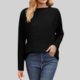 thumbnail image 2 of FRSASU Women Shirt Long Sleeve Crew Neck Soft Loose Solid Jacquard Casual Tee Blouse Tops Black XXL(XXL), 2 of 6