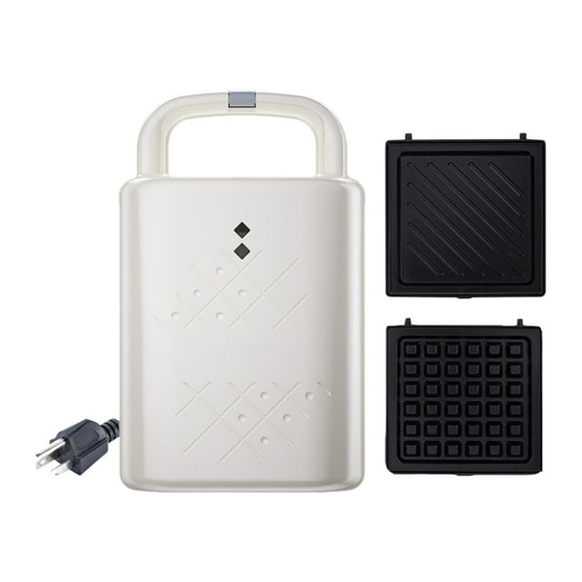 Máquina eléctrica para hacer gofres y queso con 2 placas, práctica y portátil, para hacer sándwiches y pizzas, para apartamentos de hotel Blanco