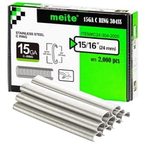 MEITE 2,000 Counts 15 Gauge 3/4" Crown Hog Ring Staples, 304 Stainless Steel