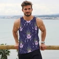 thumbnail image 4 of Wukai Lavender Flowers Print Men’s Workout Tank Top Sleeveless Muscle T shirt Gym Running Fitness Tank Top-X-Large, 4 of 7