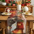 thumbnail image 4 of Red Green Christmas Cotton Linen Table Runner for Dining Kitchen, Winter Snowflakes Xmas Trees Village Wedding Outdoor Party Tablerunners Decoration, Dresser Scarf Coffee Tablecloth Runners 18"x72", 4 of 9