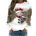 thumbnail image 2 of HOMBOM Crewneck Sweatshirts for Women Merry Christmas Cute Khaki Xmas Snowman Hoodless Adults Sweatshirt Fleece, 2 of 5