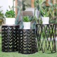 thumbnail image 6 of Y&M Set of 3 Heavy-Duty Round End Table, Side Table, Coffee Table for Indoor Multifunctional Use, Outdoor Garden Stool Plant Stand-Retro Black with Bronze, 6 of 8