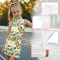 thumbnail image 2 of Girls Summer Dress Girls Sleeveless Zip Neck Performance Skort Dress Lemon Print Mini Crew Neck Sleeveless for Sportswear and Active Wear Beige 10 Years-11 Years, 2 of 6