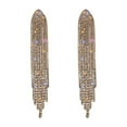 thumbnail image 2 of DPTALR Ladies Full Diamond Geometric Earrings Long Tassel Drop Earrings, 2 of 9