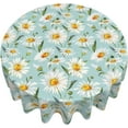 thumbnail image 2 of Daisy Tablecloth Round Table Cloth Washable Rustic Flower Table Cover for Decoration Kitchen Dining Room 60x90 Inch, 2 of 6