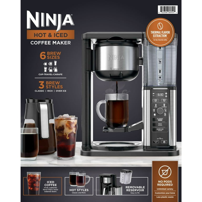 Ninja 10 Cup Cold Brew Coffee Maker, Hot & Iced, Stainless, Glass